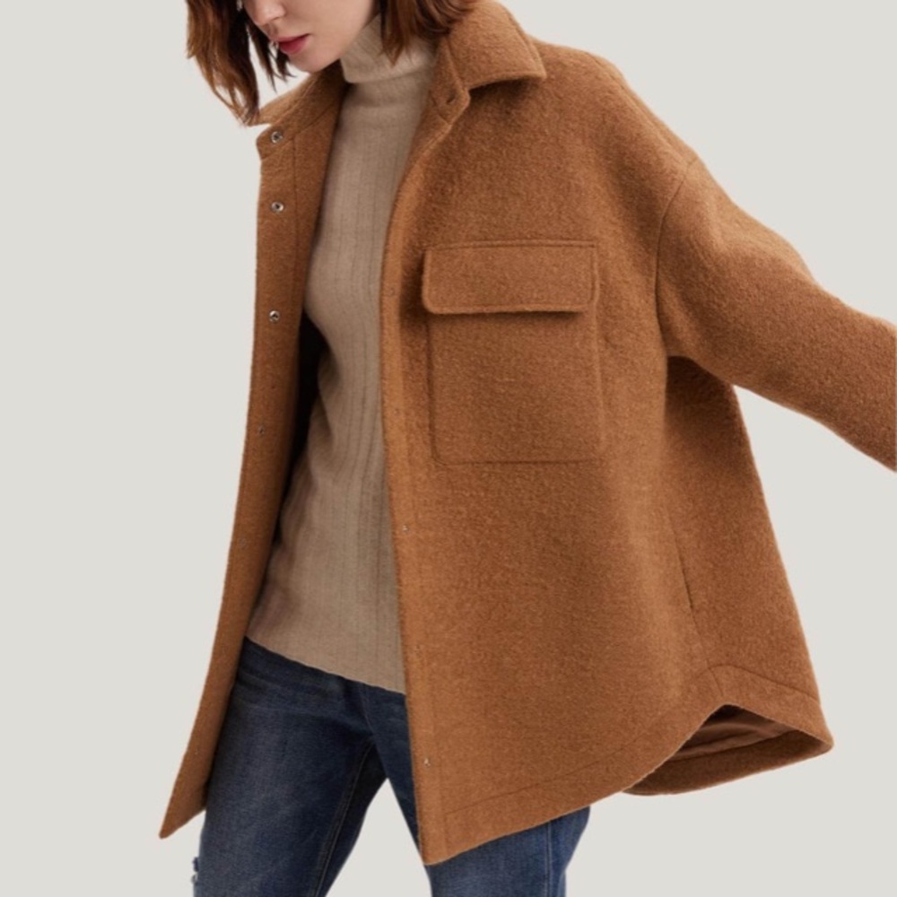 NWT Beautiful and Warm GENTLE HERD Oversized Wool Shacket Coat